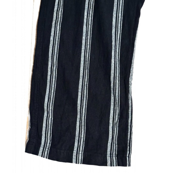 Ann Taylor XL black & white striped linen blend casual pants w elastic waist - Picture 3 of 9
